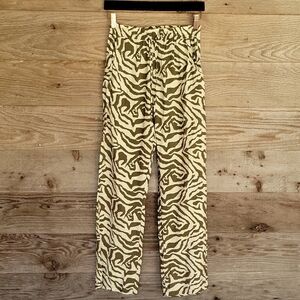 Sublevel Zebra Print Pants in Olive and Cream